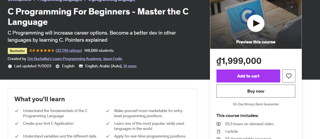 C Programming For Beginners - Master the C Language Free Download