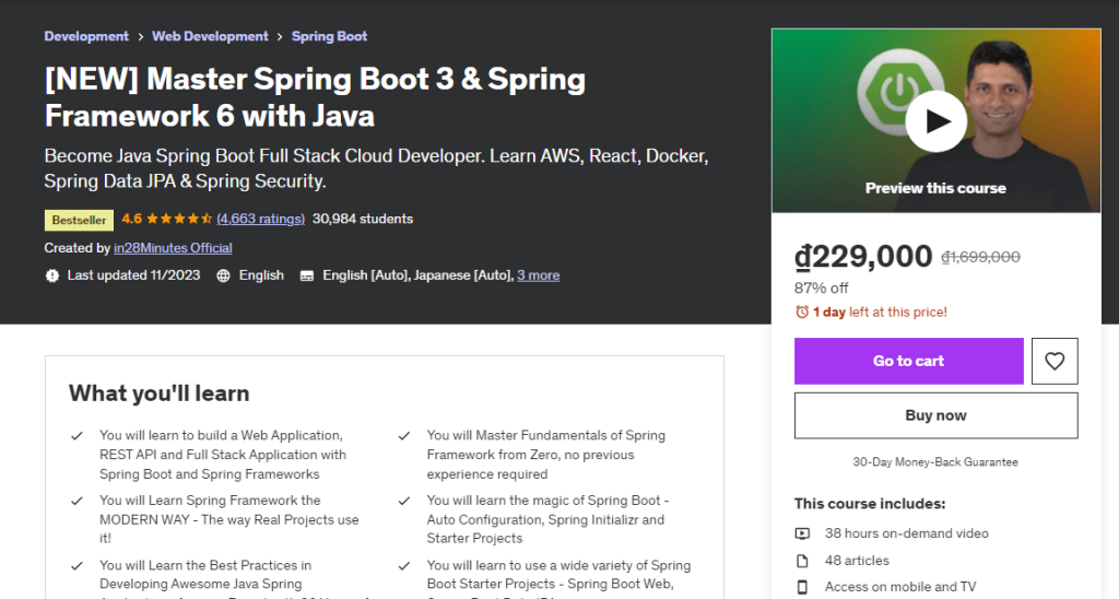 [NEW] Spring Boot 3, Spring 6 & Hibernate for Beginners Free Download