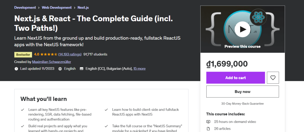 Next.js & React - The Complete Guide (incl. Two Paths!) free download