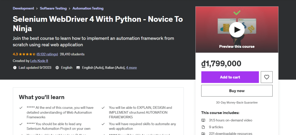 Selenium WebDriver 4 With Python - Novice To Ninja
